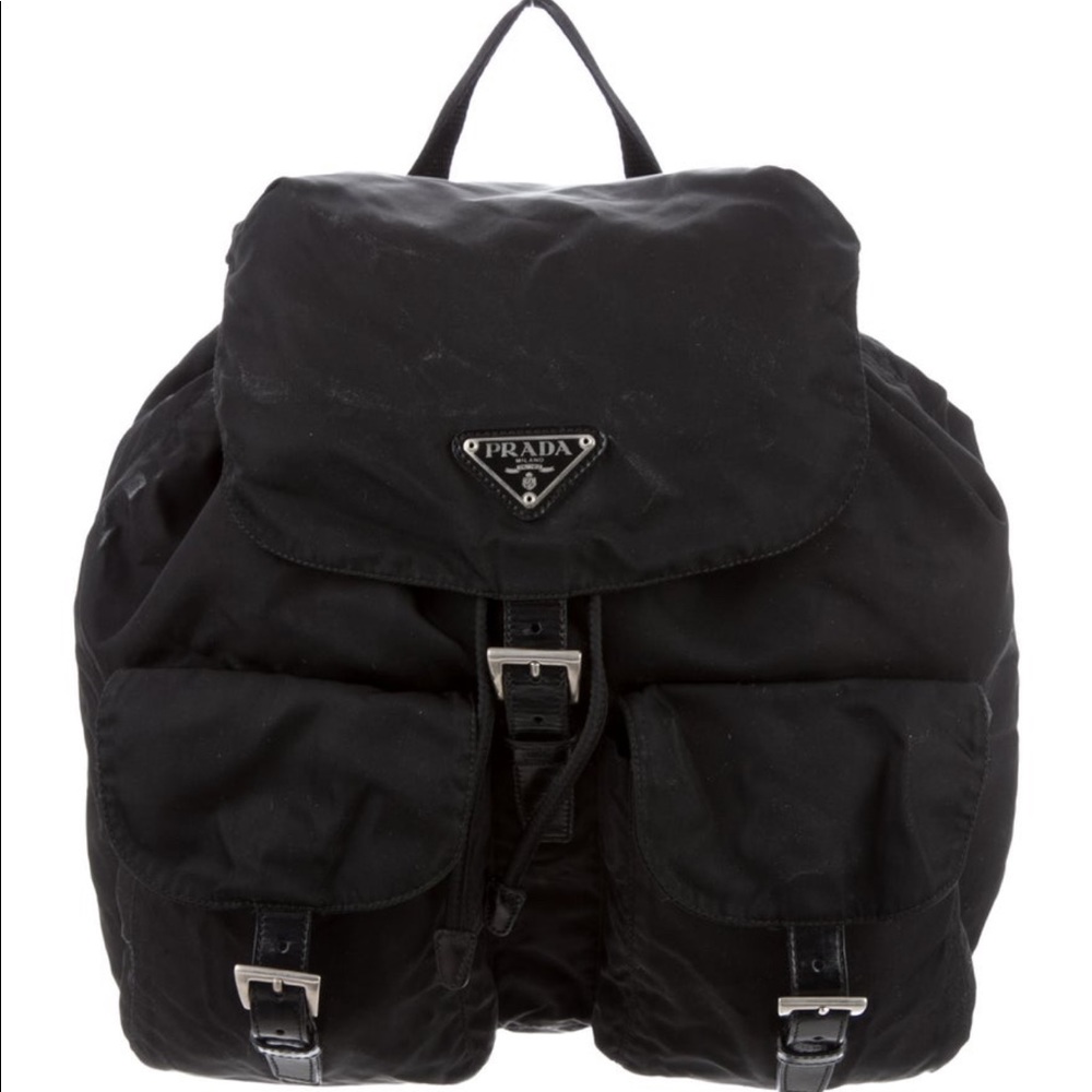 Prada Leather-Trimmed Tessuto Backpack